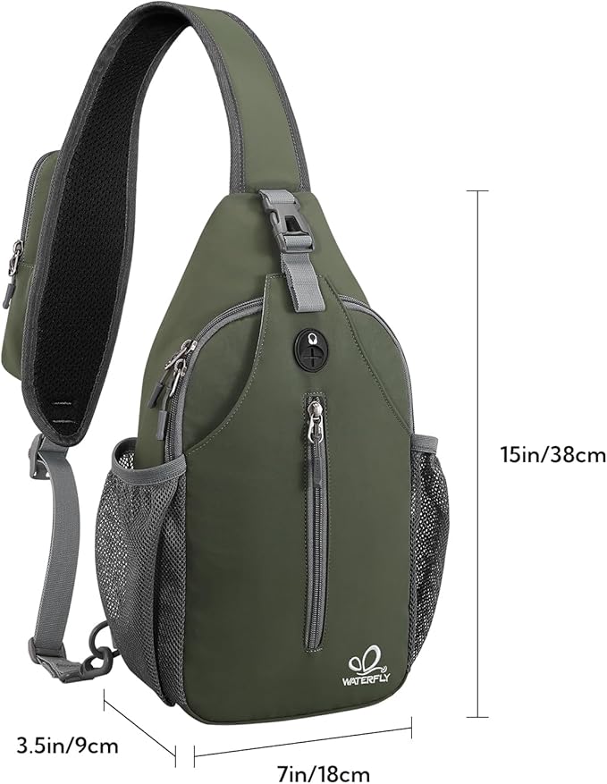 WATERFLY Crossbody Sling Backpack Sling Bag Travel Hiking Chest Bags Daypack - Image 3
