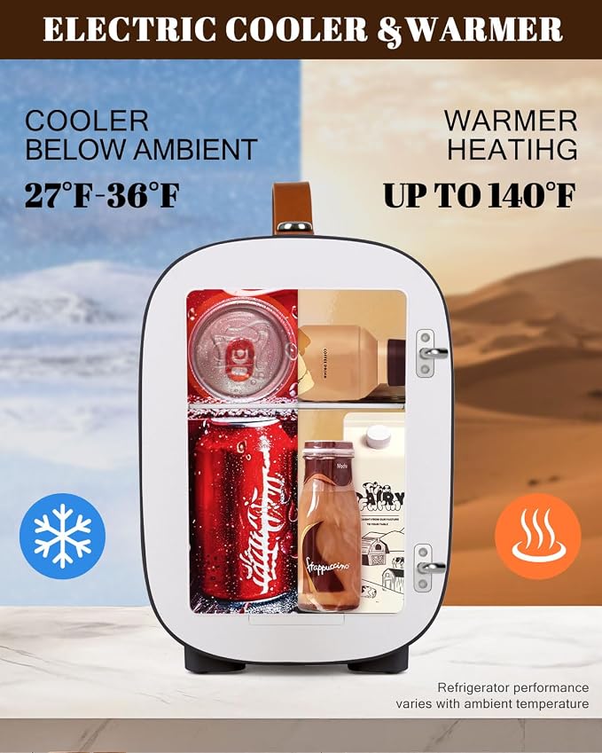 FANSEXPERT Mini Fridge for Bedroom, 4 Liter/6 Cans Skin Care Fridge Small Refrigerator, AC/DC Portable Mini Cooler & Warmer, Small Cosmetic Fridge for Camping, Dorm, Office, Car (Black) - Image 4