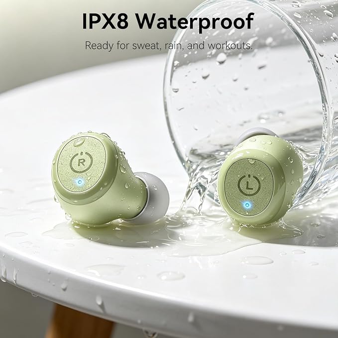 TOZO T10 Wireless Earbuds Powerful Bass Stereo Wireless Charging, APP, IPX8 | Waterproof, 55H Playtime, Ergonomic Design In Ear buds, App Customize EQ, Bluetooth 5.3 Headphones for Work, Travel, Green - Image 5