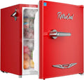 Upstreman 1.7 Cu.Ft Retro Mini Fridge, Low Noise, Energy Saving, Adjustable Thermostat, Single Door, Side Bottle Opener, Metal Handle, Compact Refrigerator for Office, Bedroom, Dorm-FR17 PRO (Red) by StartUpLiveBetter
