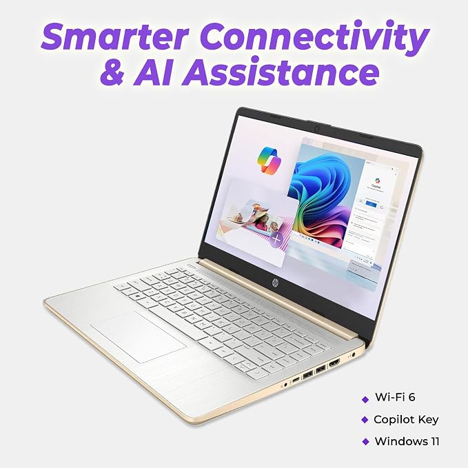 HP 14" Everyday Laptop • Copilot AI • Intel Processor • 4GB RAM • 64GB SSD + 1TB Cloud Storage • Microsoft 365 • Windows 11 • 2026 Edition • Fast Charge and Long Battery Life • Thin & Portable - Image 6