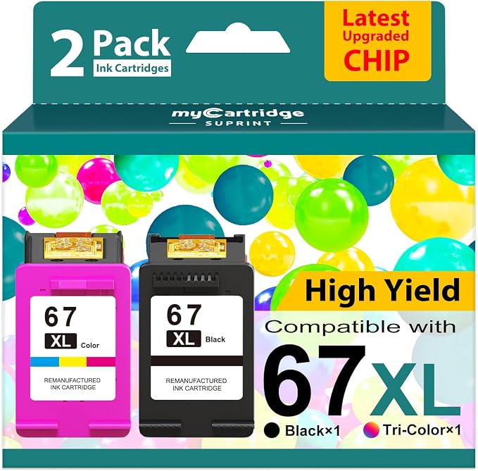 67XL Ink Cartridges Black/Color Combo Pack Replacement by MYCARTRIGDESUPRINT