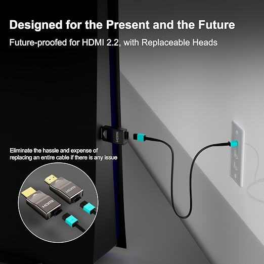 RUIPRO 8K Detachable Full Fiber Optic Armored HDMI 2.1 Cable 65FT, Ultra High - Image 4