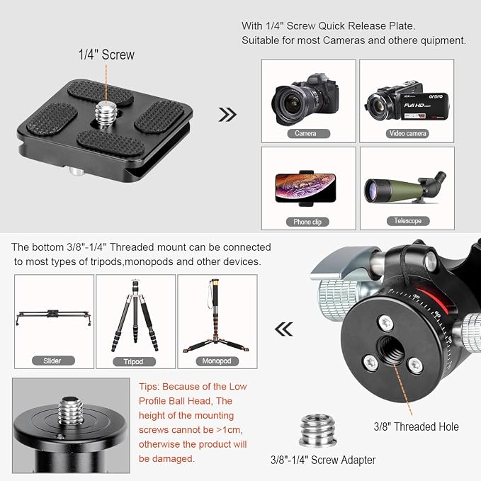Koolehaoda Mini Ball Head with Arca Quick Release Plate, 360° Panoramic | Φ28mm - Image 5