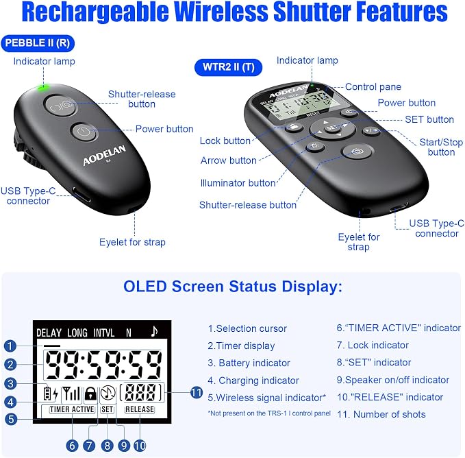 for Sony Cameras Wireless Rechargeable Timer Shutter Release Remote Control - Image 8