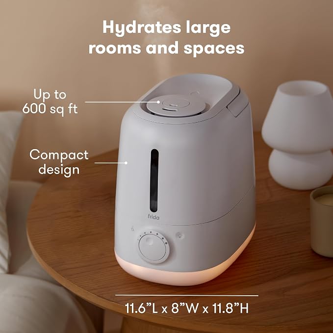 Frida Baby 3-in-1 XL Top Fill Humidifier for Bedroom, Cold & Flu Relief, 6L Tank Cool Mist Humidifier + Diffuser for Large Rooms, Mold Resistant, Nightlight, Auto-Off, Quiet, Essential Oil Diffuser - Image 3