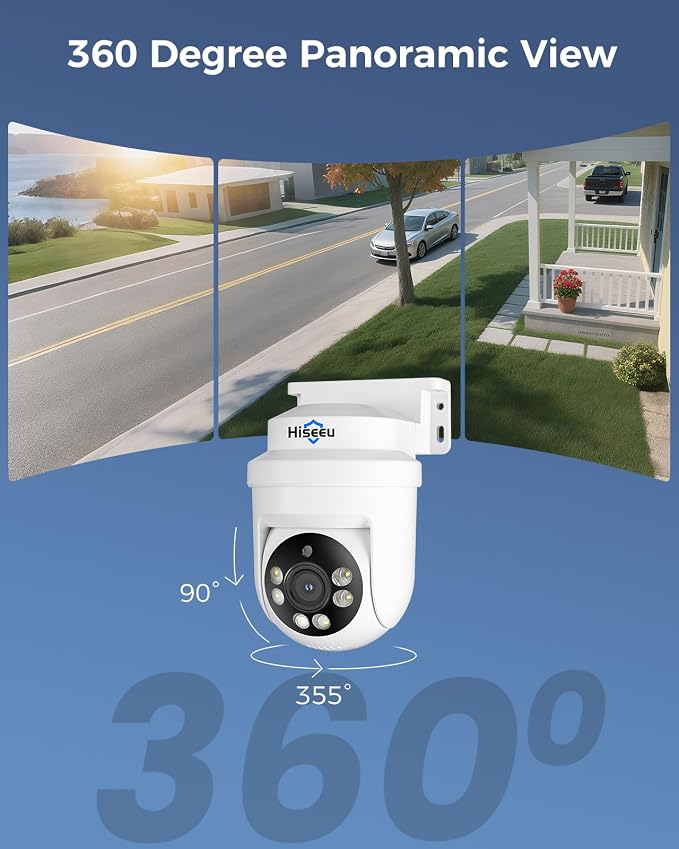 Hiseeu 360°View PTZ Wired Security Camera System, 4ch 5MP DVR, Person/Vehicle - Image 4
