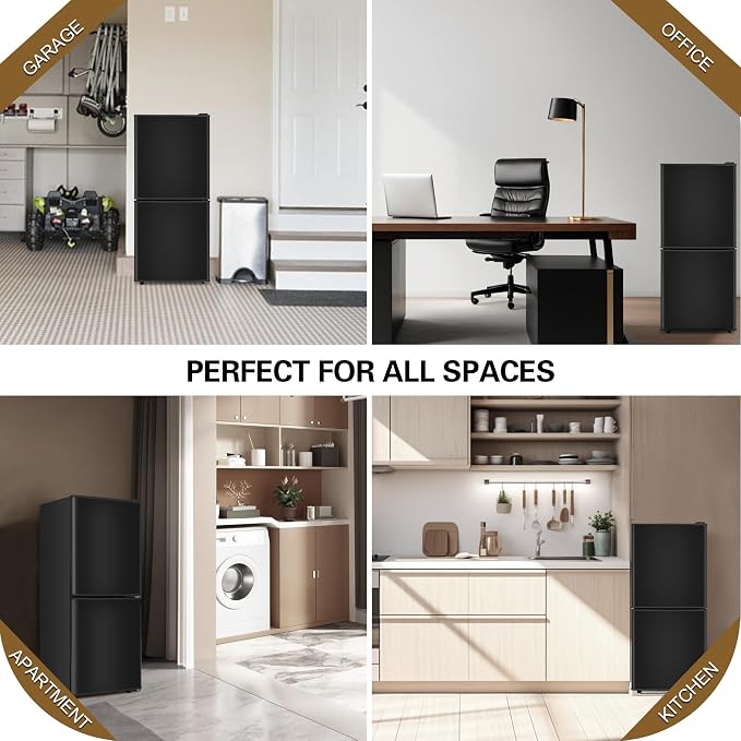 Dorm Size Fridge with Freezer 4.3 Cu. Ft., 2-Door Small Refrigerator Black | with Bottom Freezer, 7-Level Thermostat Control, Low Noise Mini Fridge for Apartment, Office, Kitchen - Image 6