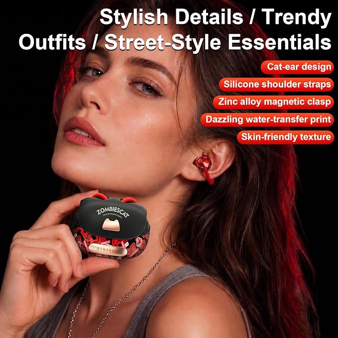 Third-generation Open Headphones, Clip-on Earplugs, True Wireless TWS Bluetooth 6.0 Earclip Earphone with Microphone, Stable to Wear Suitable for Glasses Wearers and Outdoor Sports and Running, Red - Image 6