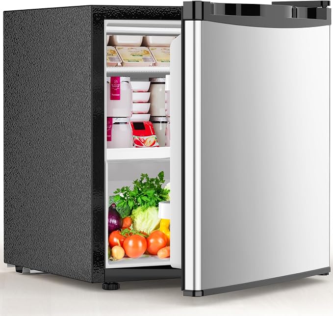 Electactic 1.6 Cu.ft Mini Fridge, Compact Single Reversible Door Refrigerator, Adjustable Thermostat, Ultra Quiet, Energy Efficient for Office, Dorm, Bedroom, Apartment -Silver by Electactic