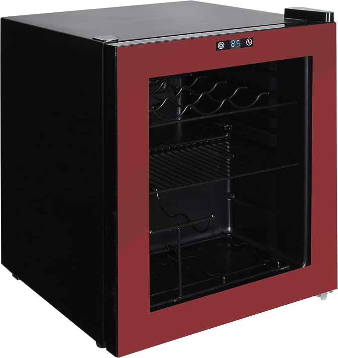 West Bend Beverage Cooler Refrigerator 15 Wine Bottle/60 Can Capacity, Glass Door, 17-Inch Wide Freestanding, Adjustable Thermostat Control, 1.6-Cu.Ft, Burgundy - Image 3
