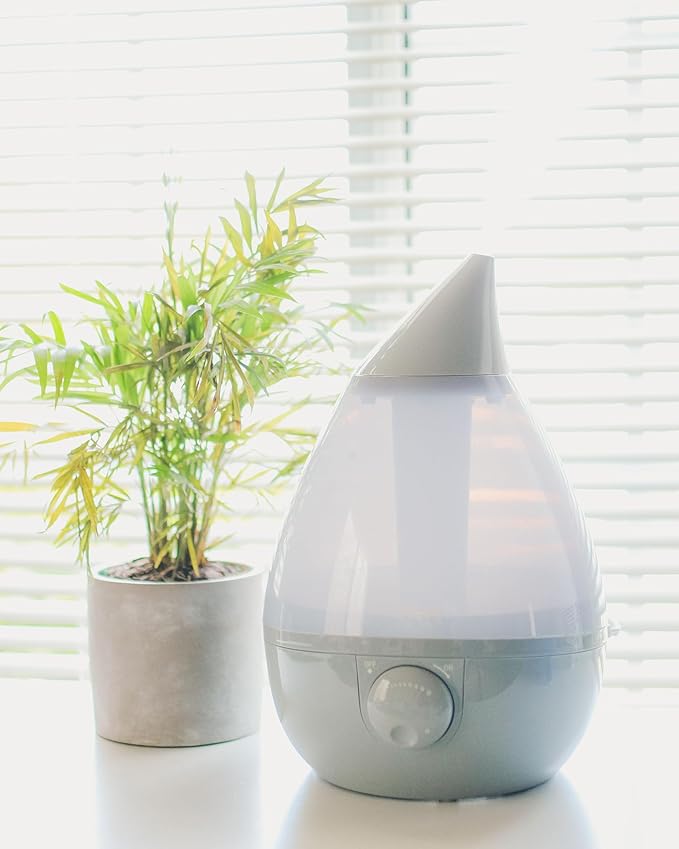 Crane Ultrasonic Teardrop Cool Mist Humidifier, Large 1 Gal Tank, Automatic Shut-Off, Baby Humidifiers for Nursery and Bedroom, Grey - Image 6