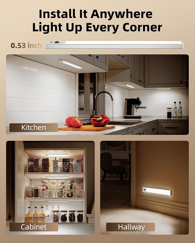 EZVALO 5-Pack Under Cabinet Lighting, 3300mAh Rechargeable Motion Sensor Light - Image 9