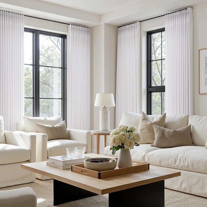 ANRODUO Memory Trained Pinch Pleated Curtains 90 Inches Long, Viral Linen Pinch - Image 6