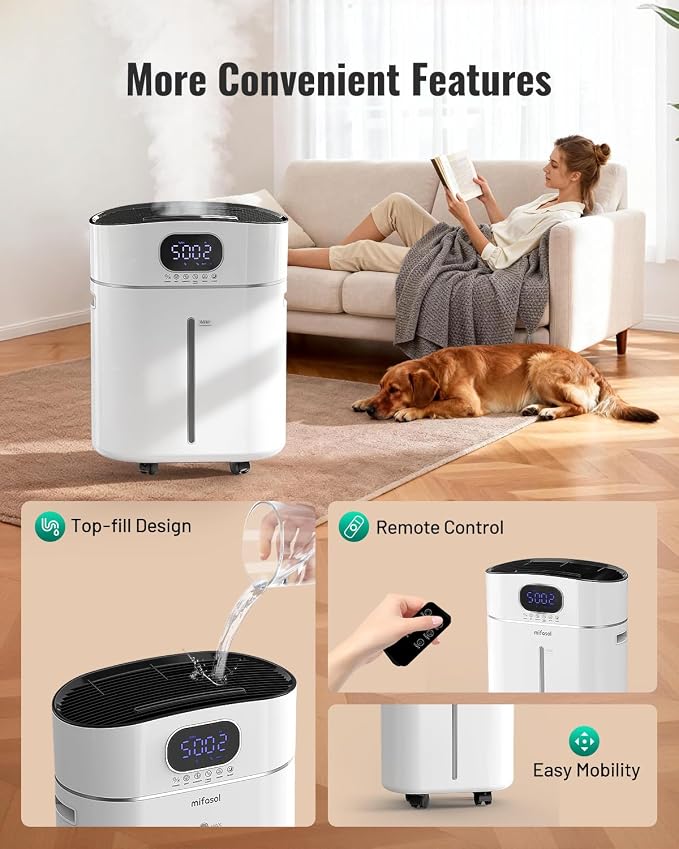 Humidifier Large Room Warm and Cool Mist, 3.2Gal/12L Humidifiers for Home 800 sq ft, Air Humidifiers for Bedroom with Diffuser & Flame Light, Whole House Humidifiers for Nursery Baby Plants, White - Image 8