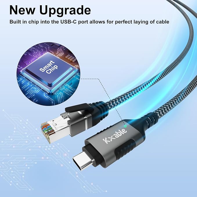USB C to Ethernet Cable 0.5FT, Type C to RJ45 Cord, Gigabit Directly Connected - Image 5