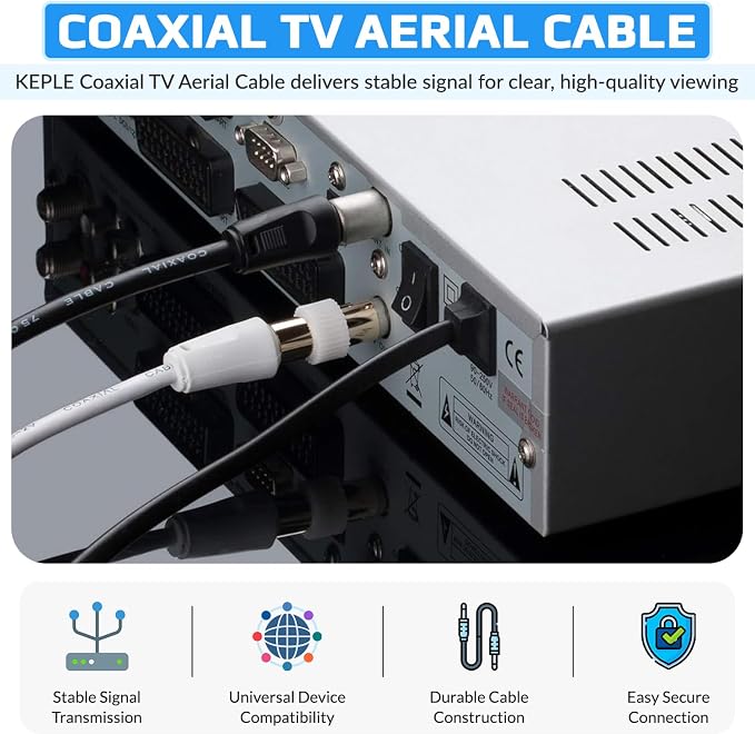 Coaxial Aerial F Connector Male Plug to RF M-Male Cable - Image 2