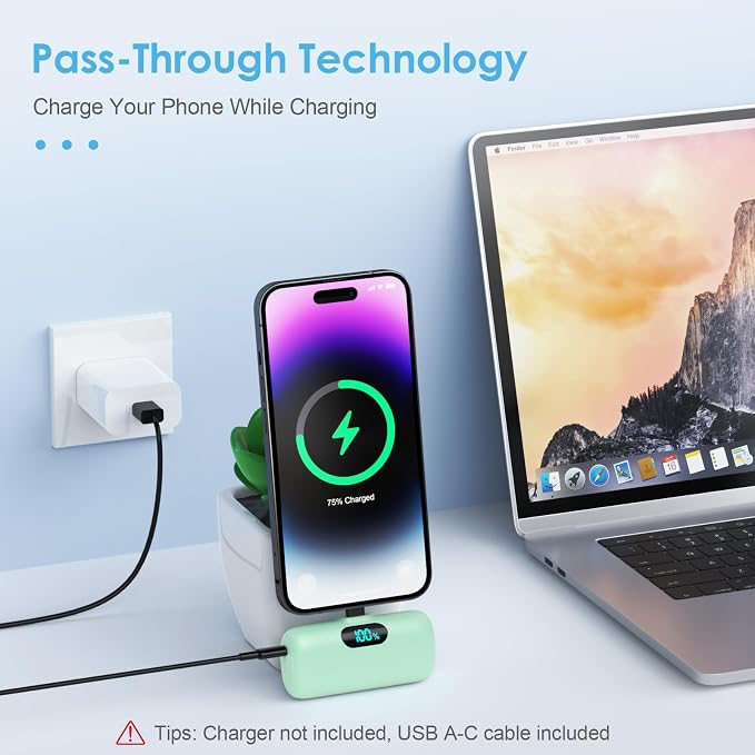 Mini Portable Charger USB C Power Bank,Upgraded 5000mAh PD Fast Charging Battery Pack Built-in USB-C Connector Travel Essential for iPhone17/17Pro/17Pro Max/Air/16 Plus/16Pro Max/15 Series,Android etc - Image 6