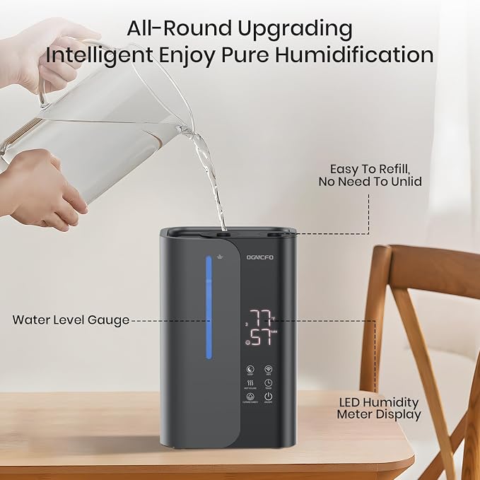 5L Smart Air Humidifiers for Bedroom with Essential Oils, Top Fill 50H Runtime Cool Mist Large Humidifiers for Home Bedroom Nursery, 28 dB Quiet Humidifier for Baby & Plants - Image 6