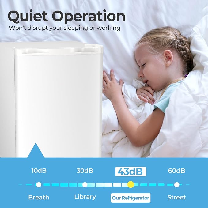 Antarctic Star 2.56 Cu.Ft. Mini Fridge with Freezer, Small Refrigerators with Adjustable Thermostat, Low Noise, Energy Saving, Compact Refrigerators for College Dorm, Office, Bedroom, Apartment, White - Image 4