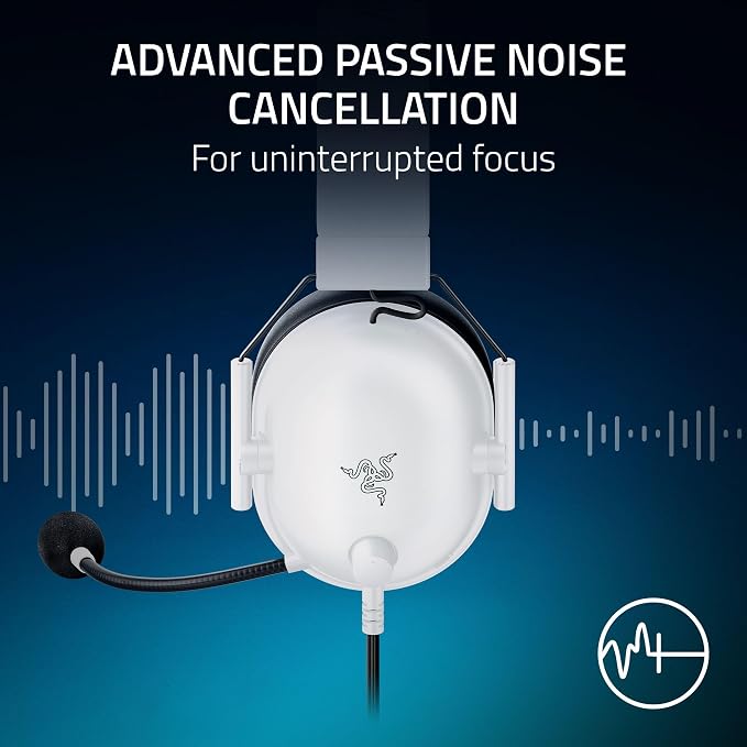 Razer BlackShark V2 X Wired PlayStation Gaming Headset, White | 50mm Drivers, Cardioid Mic, Lightweight, Comfortable Noise Isolating Earcups, For PS5, Xbox Series X, PC, Switch, 3.5 mm Jack - Image 4