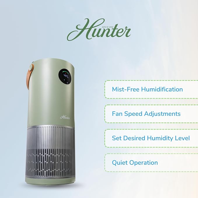 Hunter Fan Company Humidifier and Air Purifier In One, Advanced Filtration Air Purifiers for Home, Air Purifiers for Home Pets, Humidifiers for Bedroom and Humidifiers for Bedroom Baby, Sage/Silver - Image 6