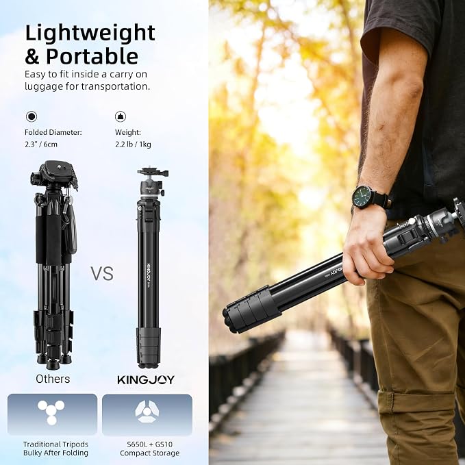 KINGJOY 72'' Aluminum Travel Tripod - Image 4