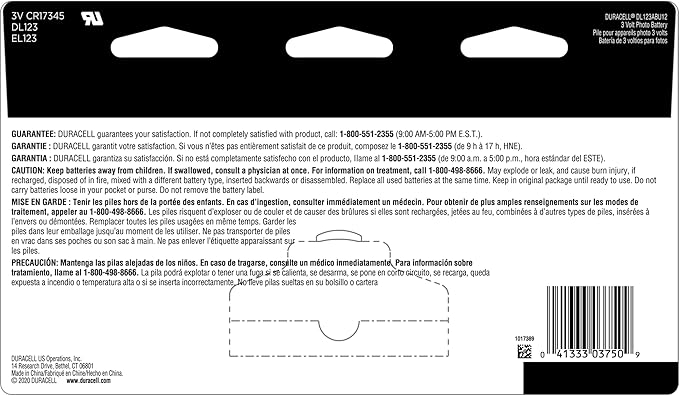 Duracell CR123A 3V Lithium Battery, 3 Volt High Power - Image 2