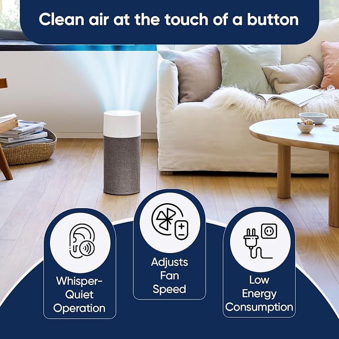 BLUEAIR Bedroom Air Purifier, Air Cleaner Dust Pet Dander Smoke Mold Pollen Bacteria Virus Allergen, Odor Removal, for Home Office Kitchen, Washable Pre Filter, HEPASilent, Medium Room, Blue 311 Auto - Image 7
