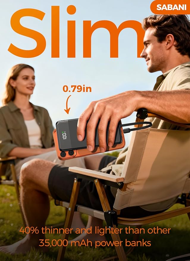 Portable Charger 35000mAh Power Bank - Powerbank with 4 Built in Cables, 22.5W Fast Charging Travel Camping Essential Battery Pack Compatible with iPhone 17 16 15 14 13 Samsung Google, 1 Pack - Image 5