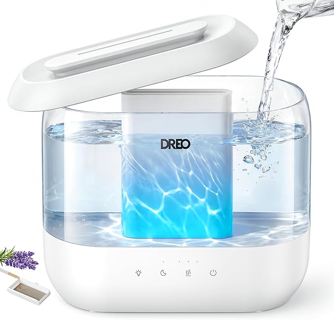 Dreo Humidifiers for Bedroom, 4L Top Fill for Large Room, 36H Runtime, 28 dB Quiet Supersized Cool Mist Air Humidifier for Baby Nursery, Plants, Indoor, Night Light, Easy to Clean & Fill, White by DREO