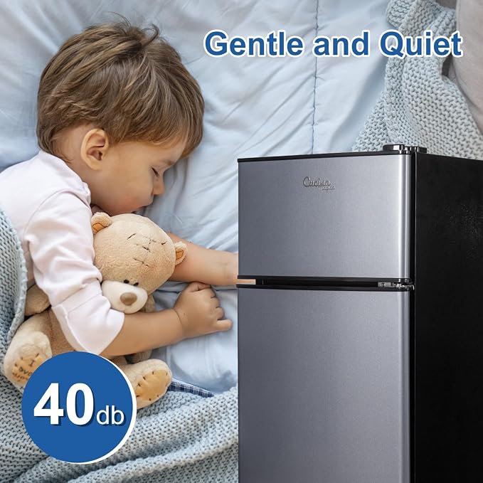 2.9 Cu.Ft Mini Fridge with Freezer, Compact Double Door Refrigerator | with 7-Level Cooling, Energy Saving, Low Noise, Small Fridge for Dorm, Bedroom, Office - Blue - Image 5