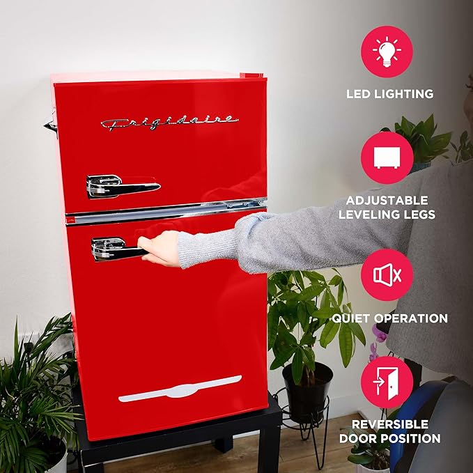 Frigidaire Retro Compact Fridge Freezer Combo, 3.1 cu. ft. Capacity, Small Top Freezer Refrigerator, Mini Fridge with Built-in Bottle Opener – 19”"D x 20.5" W x 33.5" H (Red) - Image 3