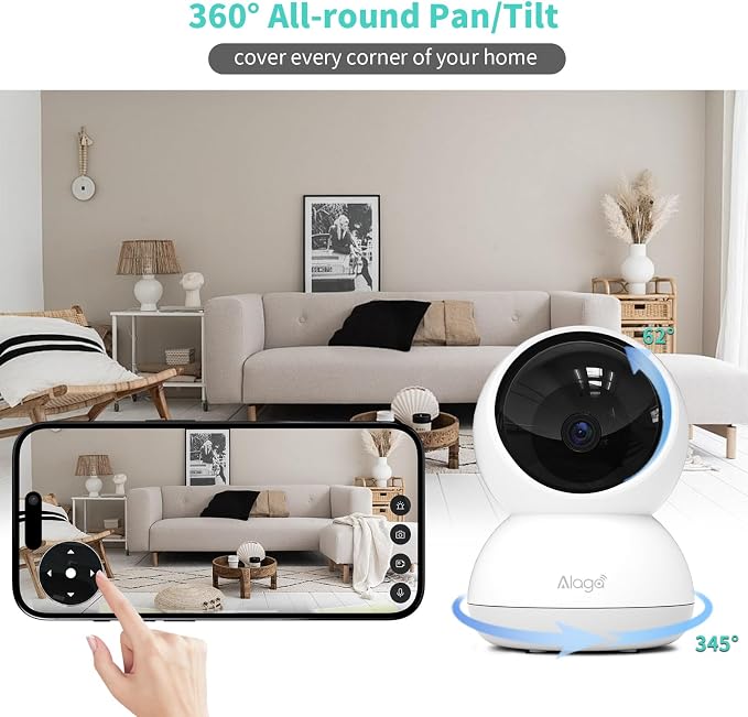 Alaga 3K Indoor Security Camera, 5G and 2.4G WiFi, 360° Pan and Tilt, AI Human - Image 5