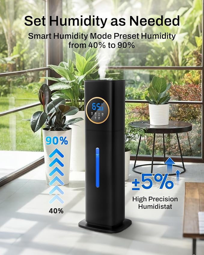 Humidifier Large Room Bedroom with Night Light, 2.1Gal(8L) Humidifiers for Home with Essential Oil Diffuser, Top Fill Whole House Cool Mist Humidifiers for Plants Baby Kids Adults(Black) - Image 5