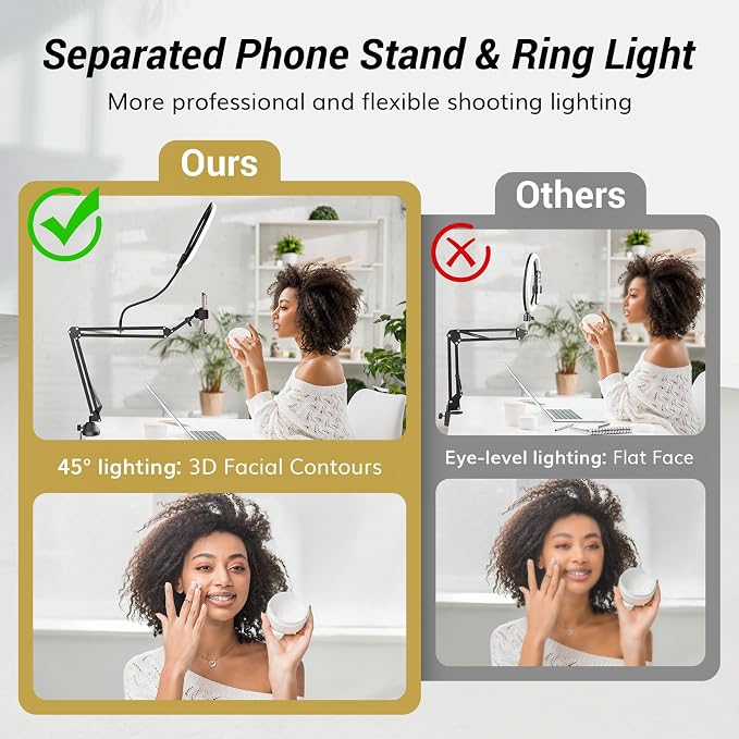 TONOR Overhead Ring Light Kit, Adjustable Angle, Suitable - Image 3