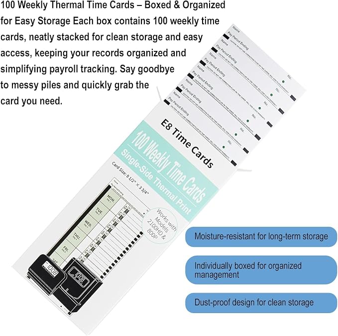 100 E8 Weekly Thermal Time Cards - Image 3