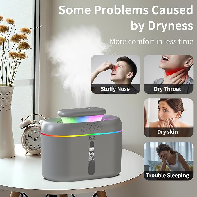 2L humidifiers for bedroom humidifier Home Ultra-Quiet 28 dB Quiet Supersized Cool Mist Air Humidifier for Baby Nursery，Dual Nozzie，Easy to Clean & Fill, 7 Color NightLight - Image 5