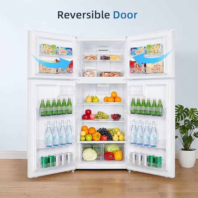 Antarctic Star 17.6 Cu.Ft,2 Door Refrigerator with Freezer,Adjustable Thermostat,Reversible Door for Kitchen,Dorm and Office,White - Image 3