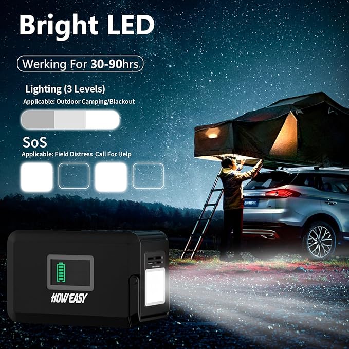 HOWEASY Portable Power Station120W(240W Peak), 24000mAh Camping Solar Generator, Portable Power Bank with 2 110V AC Outlet / 2 DC /3 USB QC3.0/LED Flashlight for Home Camping Emergency Backup - Image 5
