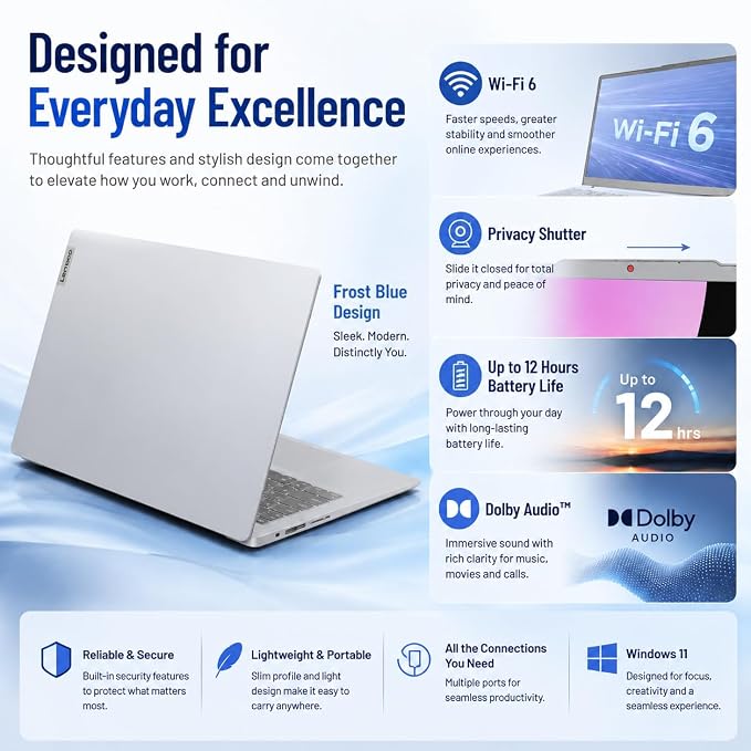 Lenovo IdeaPad Slim 3i Laptop, 15.6" FHD Display, Quad-Core Intel N150, 8GB DDR5, 128GB Storage, Windows 11 with Microsoft 365, Dolby Audio, Numeric Keypad, Lightweight - Image 5