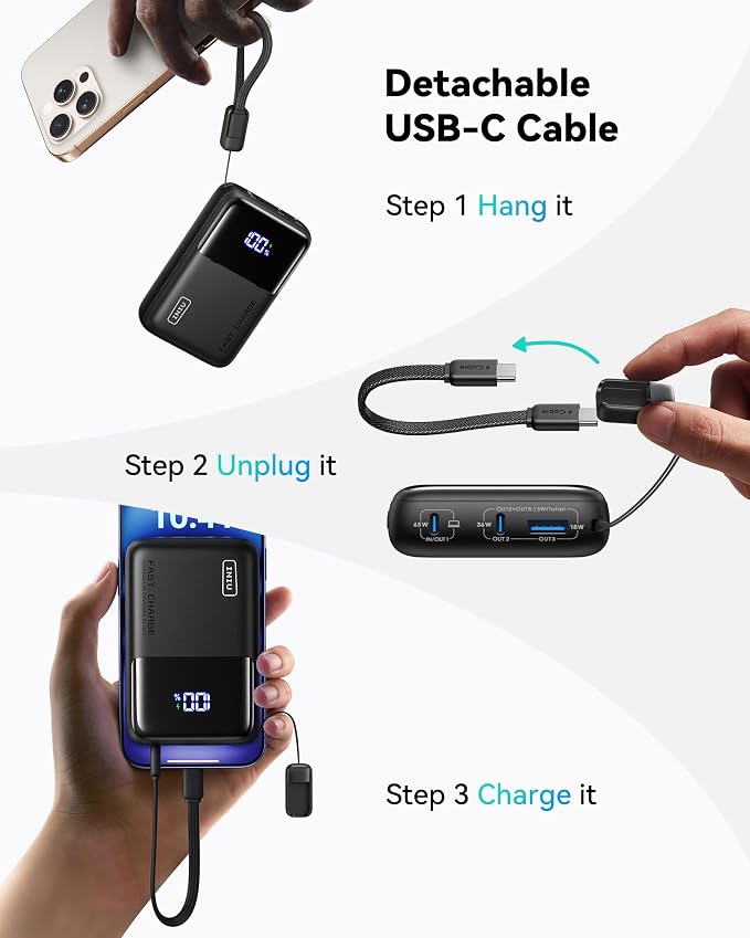 INIU 20000mAh Laptop Power Bank, Ultra Compact 65W PD Dual Fast Charging Portable Charger, Flight-Safe Battery Pack with USB C Cable for Travel MacBook iPad Tablet Switch iPhone 17 16 Pro Samsung S25 - Image 6
