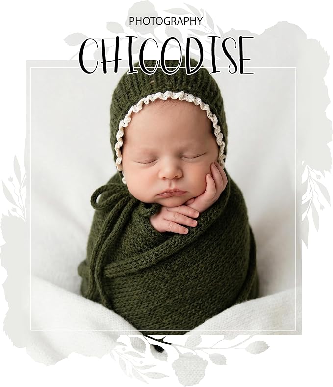 Newborn Photography Props Wraps & Ruffle Edge Bonnet - Image 3