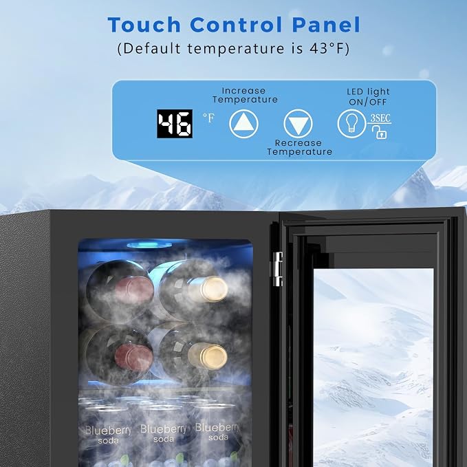 Electactic Wine Cooler Refrigerator with Glass Door, Mini Wine Fridge for Red, White and Champagne, Built-in Wine Cellar, 40-61F Digital Temperature Control, Indoor Use - Image 3