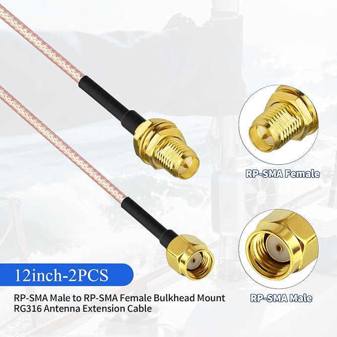 Yuslao RP-SMA Male to RP-SMA Female Bulkhead Mount RG316 Antenna Extension - Image 2