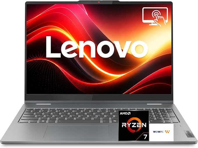 Lenovo IdeaPad 5 2-in-1 Convertible Laptop, AMD Ryzen 7 8845HS Processor, 16" WUXGA IPS Touchscreen, 16GB DDR5 RAM, 512GB SSD, Fingerprint Reader, Backlit Keys, Wi-Fi 6, Windows 11 Home, WOWPC USB by LENOVO