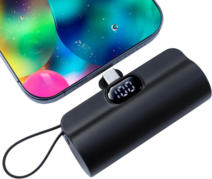 Mini power bank 5500mAh Portable Power Bank,Dual USB-C ports Cell Phone Power Charger, LCD LED Display Battery Compatible with iPhone17/16/15 plus/15 pro/15 pro Max/Android phone/Samsung/Moto/LG etc by BytePower