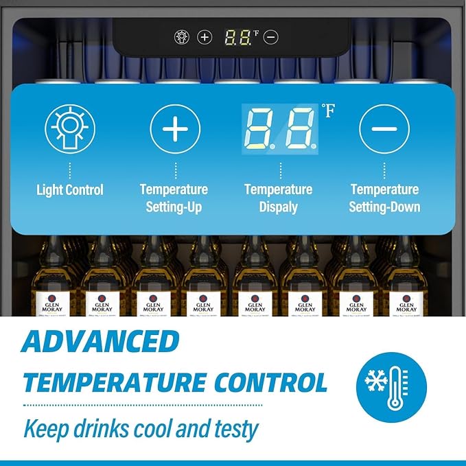 Compact Beverage Refrigerator, 1.7Cu.Ft/70 Can Mini Fridge with Glass Door and Digital Display, Small Drink Fridge with Adjustable Shelves for Soda, Beer, or Wine, Compact Fridge for Bedroom - Image 3