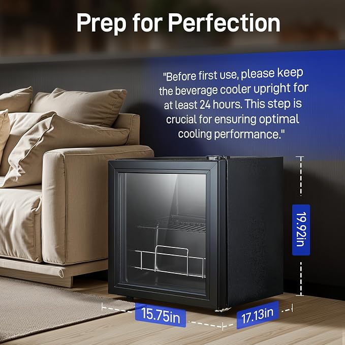 Anypro Beverage Refrigerator Cooler, 1.6 Cu.Ft Drink Fridge with Tempered Glass Door, 60 Cans, Wine & Beer Refrigerator for Office, Bedroom & Bar, 7-Level Temperature Control, Adjustable Shelf (12 Oz) - Image 8