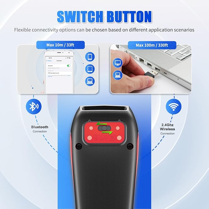 NETUM CS9501 Bluetooth QR Code Scanner– Upgraded Wireless Barcode Scanner - Image 7